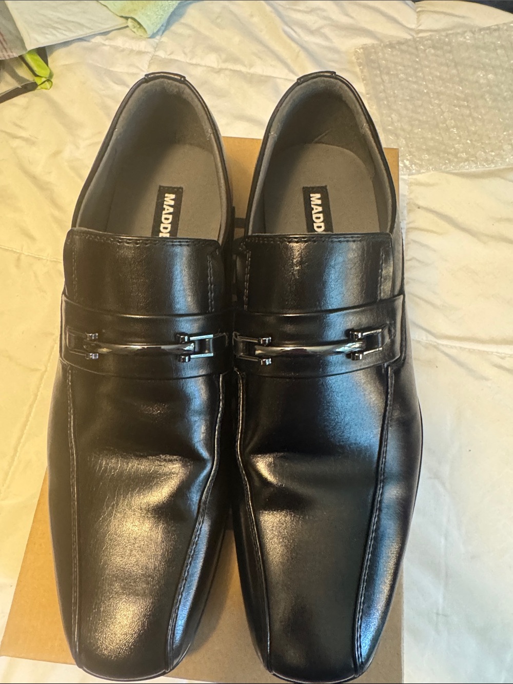 Black Madden Leather Slip-On Dress Shoes for Men